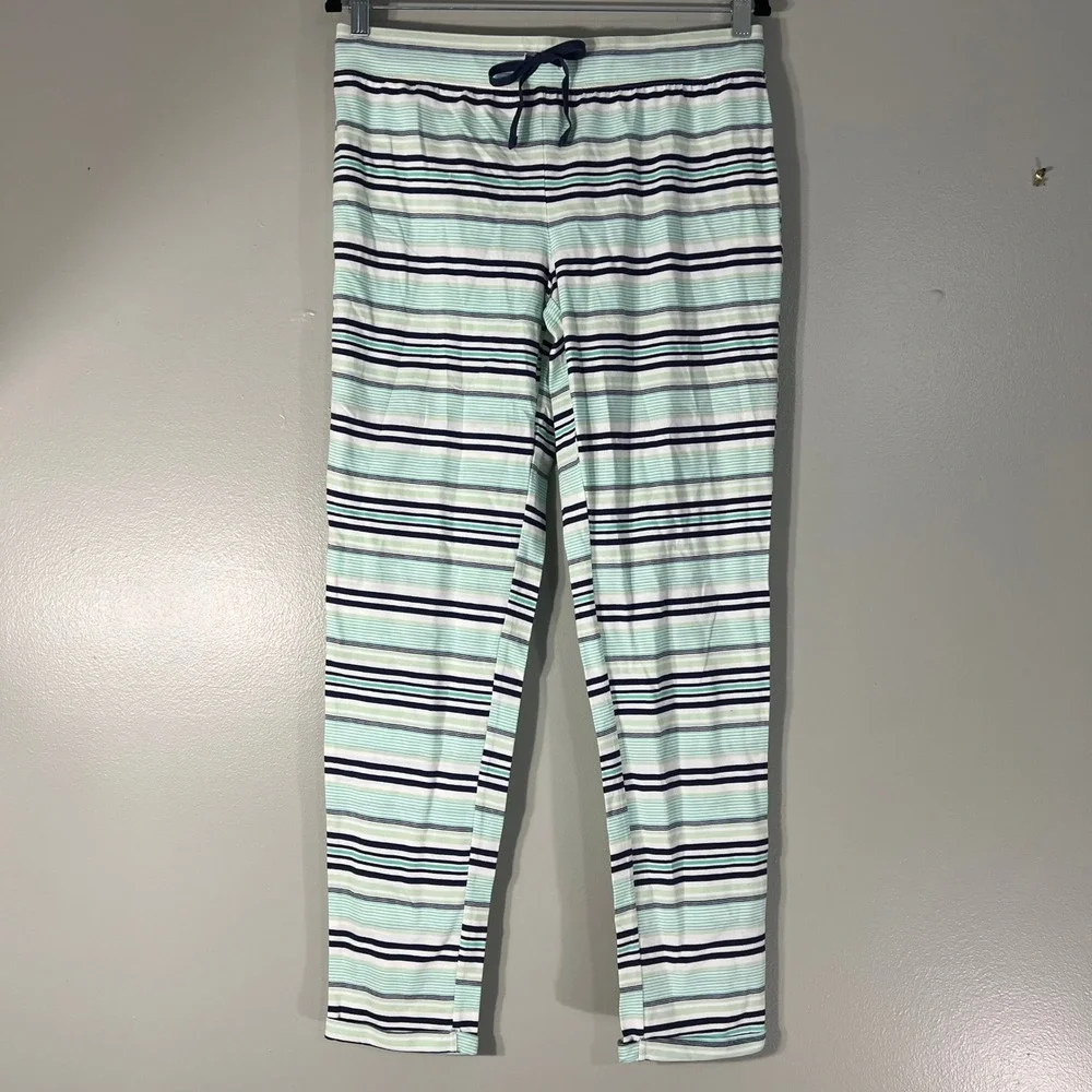 Jasmine & Ginger Womens Pajama Pants‎ Medium Green Navy Striped Cotton S62PJ300